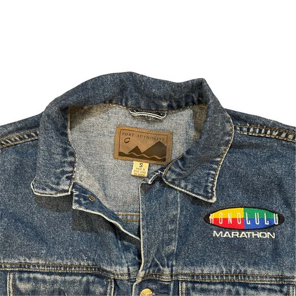 Vintage 90s Honolulu Marathon Denim Jacket Small - Picture 2 of 4